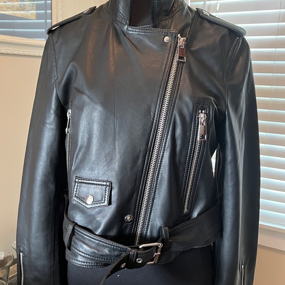 Women’s Luxe LTH JKT Handmade Best Seller Black Leather Biker Jacket (Large) - Picture 8 of 15